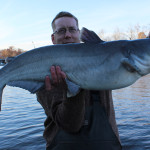 A nice blue catfish (24 lbs) caught on frozen shad on the Occoquan River in November.